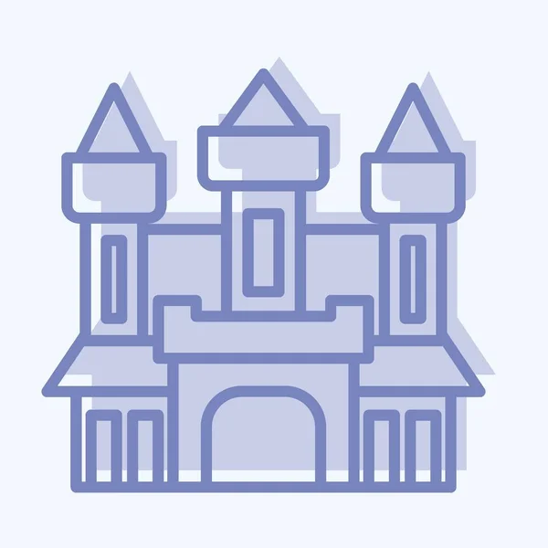 Замок Ікон Пов Язаний Символом Хелловін Два Тони Простий Дизайн — стоковий вектор