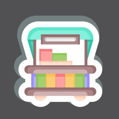 Çıkartmalı Yemek Arabası. Lunapark sembolüyle ilgili. Basit dizayn edilebilir. Basit resimleme