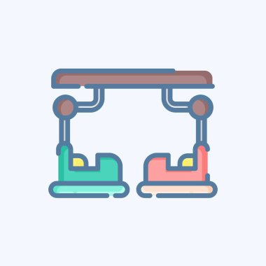 Simge Çarpıcı Araba. Lunapark sembolüyle ilgili. Karalama stili. Basit dizayn edilebilir. Basit resimleme