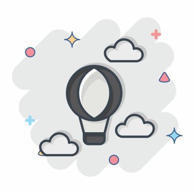 Icon Sıcak Hava Balonu. Lunapark sembolüyle ilgili. Çizgi roman. Basit dizayn edilebilir. Basit resimleme