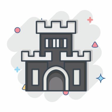 Simge Kalesi. Lunapark sembolüyle ilgili. Çizgi roman. Basit dizayn edilebilir. Basit resimleme