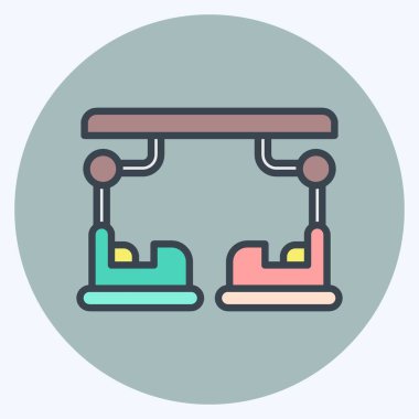 Simge Çarpıcı Araba. Lunapark sembolüyle ilgili. renk arkadaşı stili. Basit dizayn edilebilir. Basit resimleme
