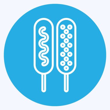 Icon Corn Dog. Lunapark sembolüyle ilgili. Mavi gözlü. Basit dizayn edilebilir. Basit resimleme