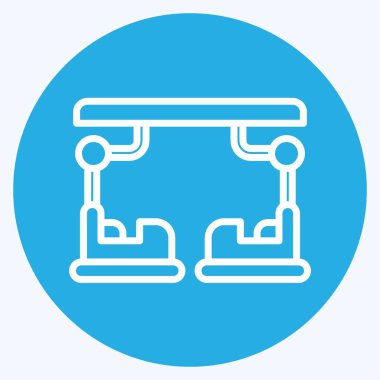 Simge Çarpıcı Araba. Lunapark sembolüyle ilgili. Mavi gözlü. Basit dizayn edilebilir. Basit resimleme