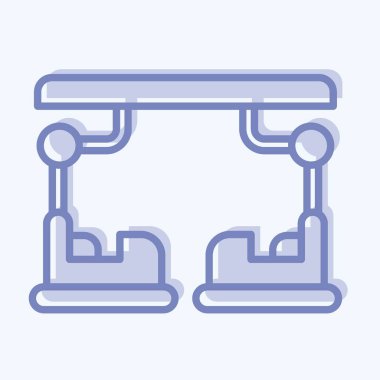 Simge Çarpıcı Araba. Lunapark sembolüyle ilgili. İki ton stili. Basit dizayn edilebilir. Basit resimleme