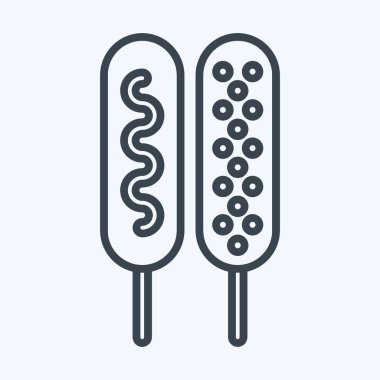 Icon Corn Dog. Lunapark sembolüyle ilgili. Sıra tarzı. Basit dizayn edilebilir. Basit resimleme