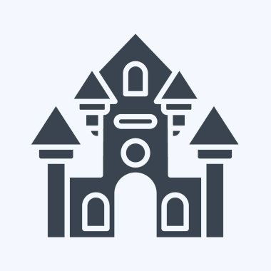 İkon Hayaletli Ev. Lunapark sembolüyle ilgili. Kabartma tarzı. Basit dizayn edilebilir. Basit resimleme