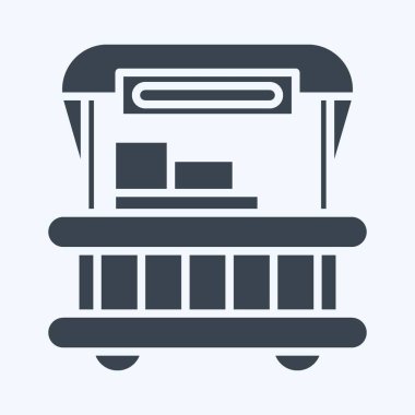 İkon Yemek Arabası. Lunapark sembolüyle ilgili. Kabartma tarzı. Basit dizayn edilebilir. Basit resimleme