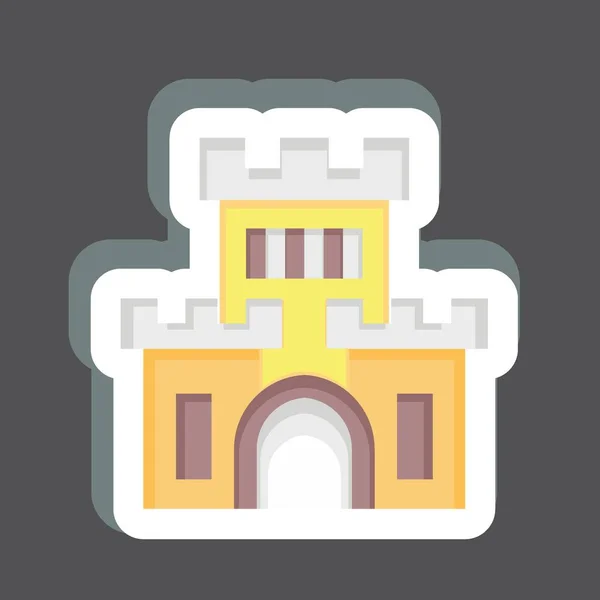 Castelo Autocolantes Relacionado Com Símbolo Parque Diversões Design Simples Editável — Vetor de Stock