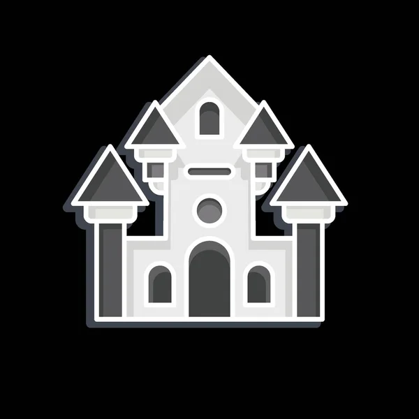 Icon Straunted House Související Symbolem Zábavního Parku Lesklý Styl Jednoduchý — Stockový vektor