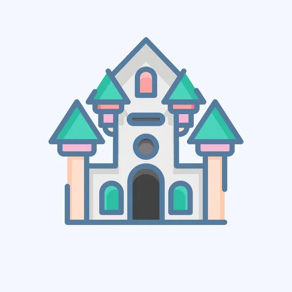 Icon困扰的房子 与游乐园的象征有关 涂鸦风格 简单的设计可以编辑 简单的例子 — 图库矢量图片