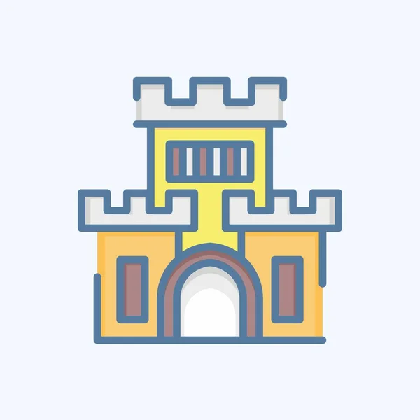 Замок Ікон Пов Язаний Символом Парку Розваг Стиль Каракулів Простий — стоковий вектор
