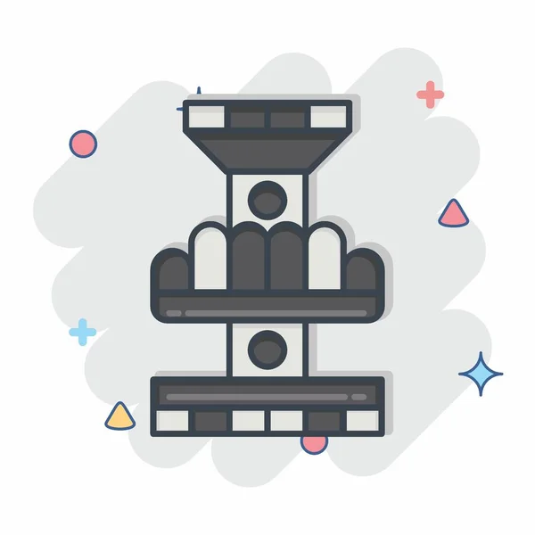 Wieża Zrzutu Ikon Związane Symbolem Parku Rozrywki Komicznym Stylu Prosty — Wektor stockowy