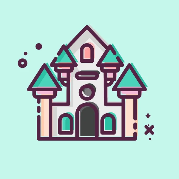 Дом Привидениями Связано Символом Амурского Парка Стиль Mbe Простой Дизайн — стоковый вектор