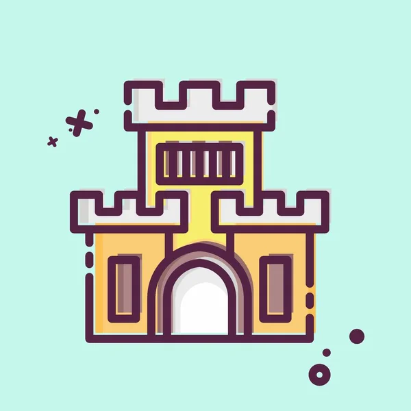 Замок Ікон Пов Язаний Символом Парку Розваг Мбе Стиль Простий — стоковий вектор