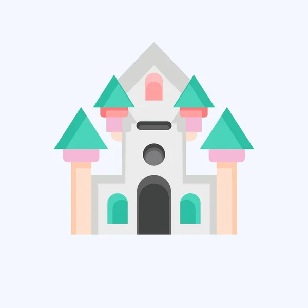 Дом Привидениями Связано Символом Амурского Парка Плоский Стиль Простой Дизайн — стоковый вектор