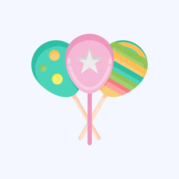 Symbolbild Ballon Mit Dem Symbol Des Vergnügungsparks Flachen Stil Einfaches — Stockvektor