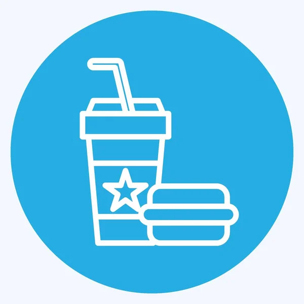 Ikona Fast Food Související Symbolem Zábavního Parku Stylu Modrých Očí — Stockový vektor