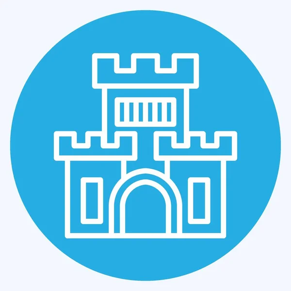 艾康城堡与游乐园的象征有关 蓝眼睛风格 简单的设计可以编辑 简单的例子 — 图库矢量图片