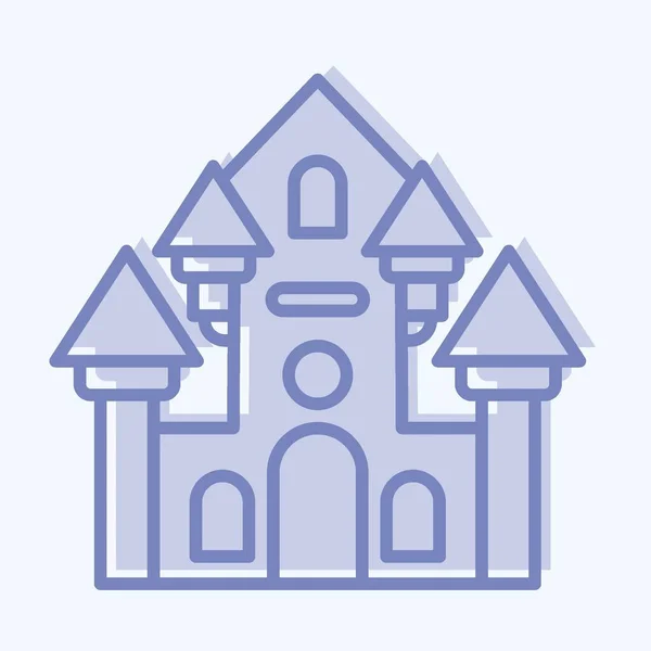 Будинок Привидами Пов Язаний Символом Парку Розваг Два Тони Простий — стоковий вектор