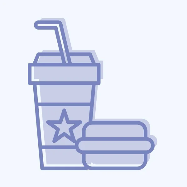 Ikona Fast Food Související Symbolem Zábavního Parku Dvoubarevný Styl Jednoduchý — Stockový vektor