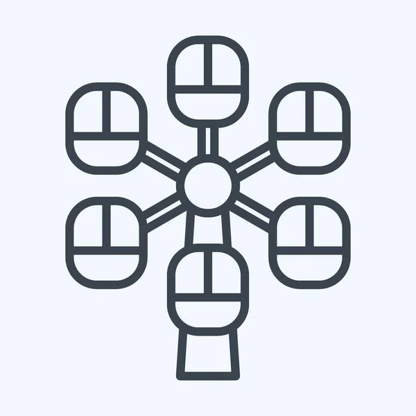 Icône Pherris Wheel Lié Symbole Parc Attractions Style Ligne Conception — Image vectorielle