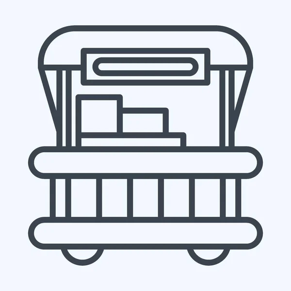 Symbolbild Lebensmittelwagen Mit Dem Symbol Des Vergnügungsparks Linienstil Einfaches Design — Stockvektor