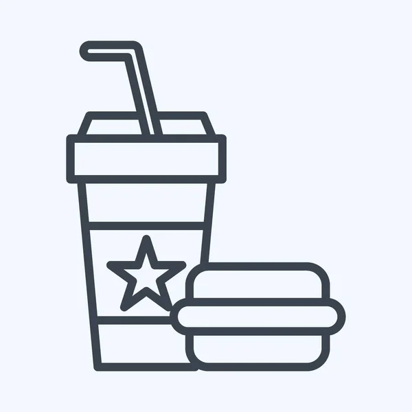 Ikona Fast Food Související Symbolem Zábavního Parku Styl Čáry Jednoduchý — Stockový vektor