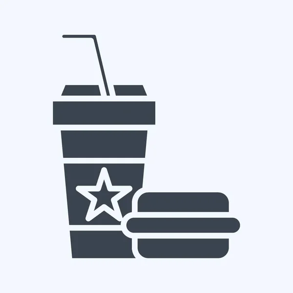 Ikona Fast Food Související Symbolem Zábavního Parku Styl Glyfu Jednoduchý — Stockový vektor