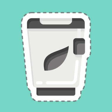 Çıkartma çizgisi kağıt bardağı kesti. Tea sembolüyle ilgili. Basit dizayn edilebilir. Basit bir çizim. yeşil çay