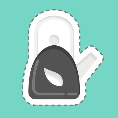 Çıkartma çizgisi Kettle 'ı kesti. Tea sembolüyle ilgili. Basit dizayn edilebilir. Basit bir çizim. yeşil çay
