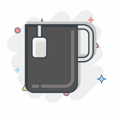 İkon Ofis Çayı. Tea sembolüyle ilgili. Çizgi roman. Basit dizayn edilebilir. Basit bir çizim. yeşil çay