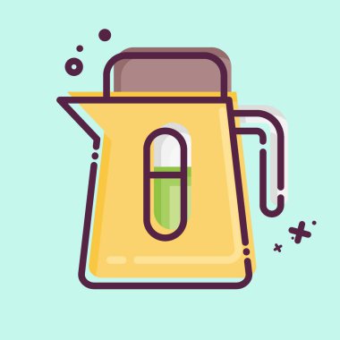 Simge Elektrikli Çaydanlık. Tea sembolüyle ilgili. MBE tarzı. Basit dizayn edilebilir. Basit bir çizim. yeşil çay