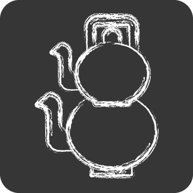 İkon Türk Çaydanlığı. Tea sembolüyle ilgili. Tebeşir stili. Basit dizayn edilebilir. Basit bir çizim. yeşil çay