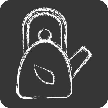 Icon Kettle. Tea sembolüyle ilgili. Tebeşir stili. Basit dizayn edilebilir. Basit bir çizim. yeşil çay