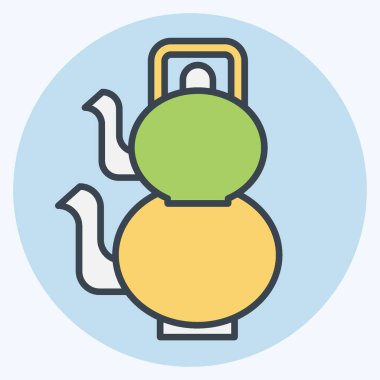 İkon Türk Çaydanlığı. Tea sembolüyle ilgili. renk arkadaşı stili. Basit dizayn edilebilir. Basit bir çizim. yeşil çay