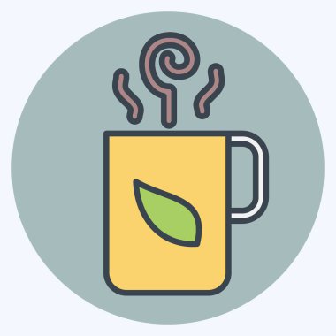 Icon Sıcak Çay. Tea sembolüyle ilgili. renk arkadaşı stili. Basit dizayn edilebilir. Basit bir çizim. yeşil çay