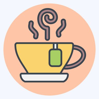 İkon bitkisel çay. Tea sembolüyle ilgili. renk arkadaşı stili. Basit dizayn edilebilir. Basit bir çizim. yeşil çay