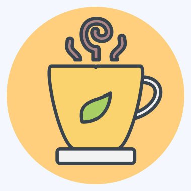 Bir fincan ikon çay. Tea sembolüyle ilgili. renk arkadaşı stili. Basit dizayn edilebilir. Basit bir çizim. yeşil çay