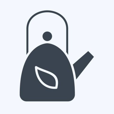 Icon Kettle. Tea sembolüyle ilgili. Kabartma tarzı. Basit dizayn edilebilir. Basit bir çizim. yeşil çay