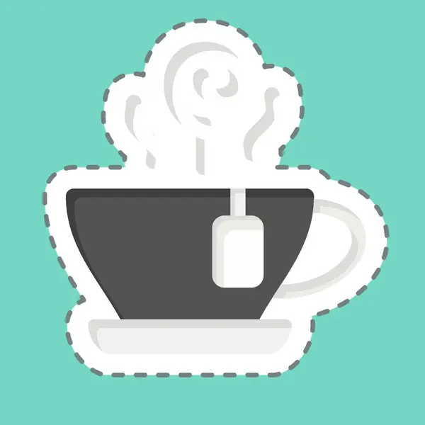 Aufkleberlinie Geschnitten Kräutertee Zusammenhang Mit Tee Symbol Einfaches Design Editierbar — Stockvektor