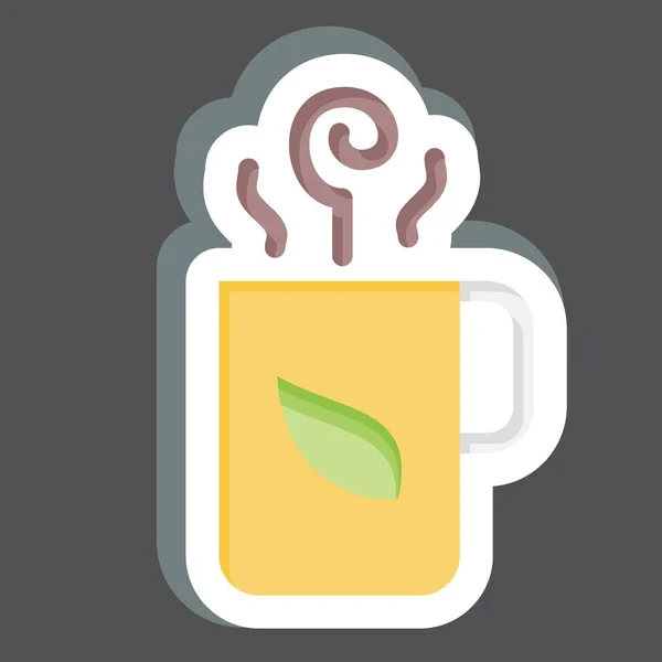 Naklejka Gorąca Herbata Związane Symbolem Herbaty Prosty Projekt Można Edytować — Wektor stockowy