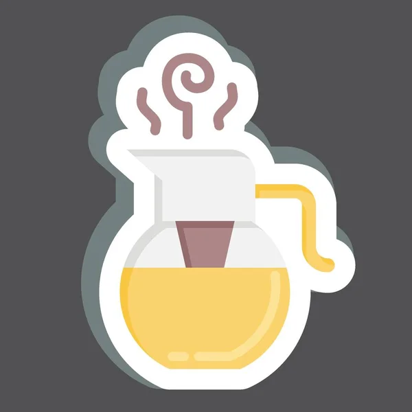 Sticker Glass Teaport Related Tea Symbol Simple Design Editable Simple — Stock Vector