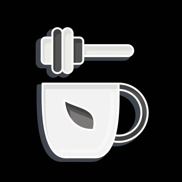 Icon Honey Tea Related Tea Symbol Glossy Style Simple Design — Stock Vector