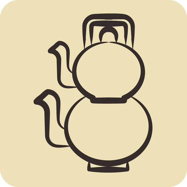 Icono Turco Teaport Relacionado Con Símbolo Del Estilo Dibujado Mano — Vector de stock