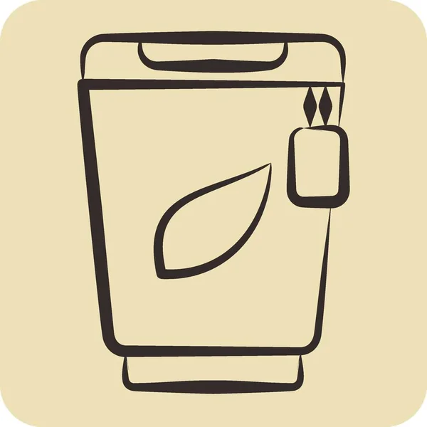 Ikona Papercup Związane Symbolem Herbaty Ręcznie Rysowany Styl Prosty Projekt — Wektor stockowy