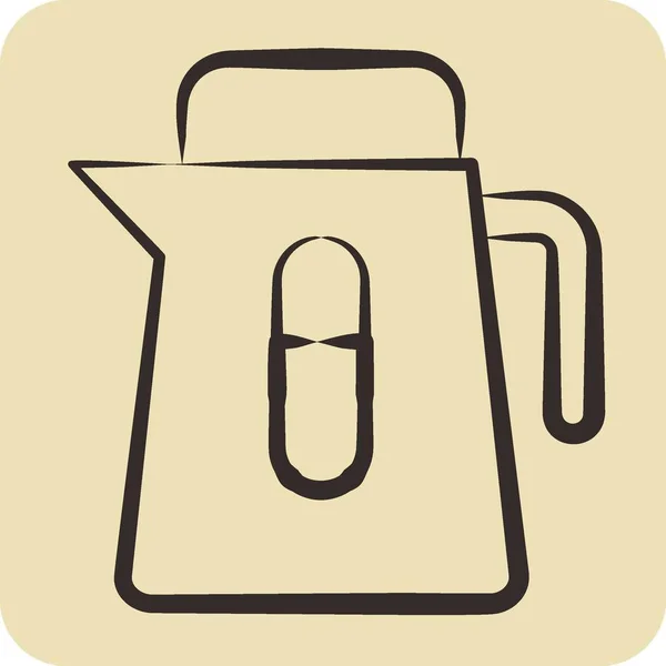 Icon Electric Teaport Vorhanden Zusammenhang Mit Tee Symbol Handgezeichneten Stil — Stockvektor