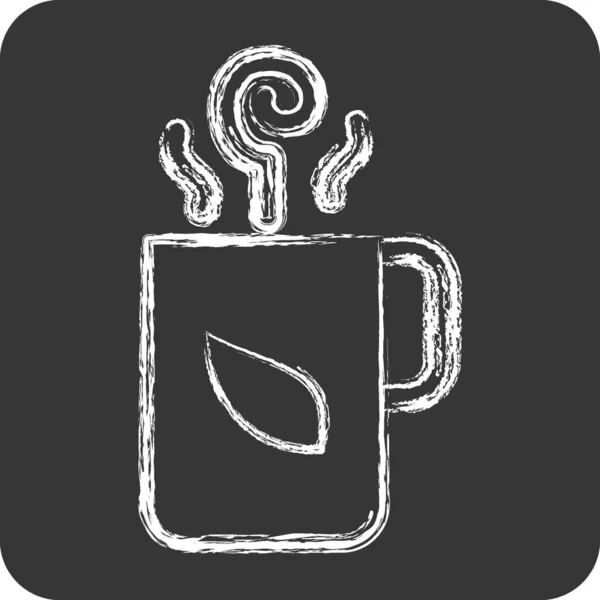 Icon Hot Tea Related Tea Symbol Chalk Style Simple Design — Stock Vector