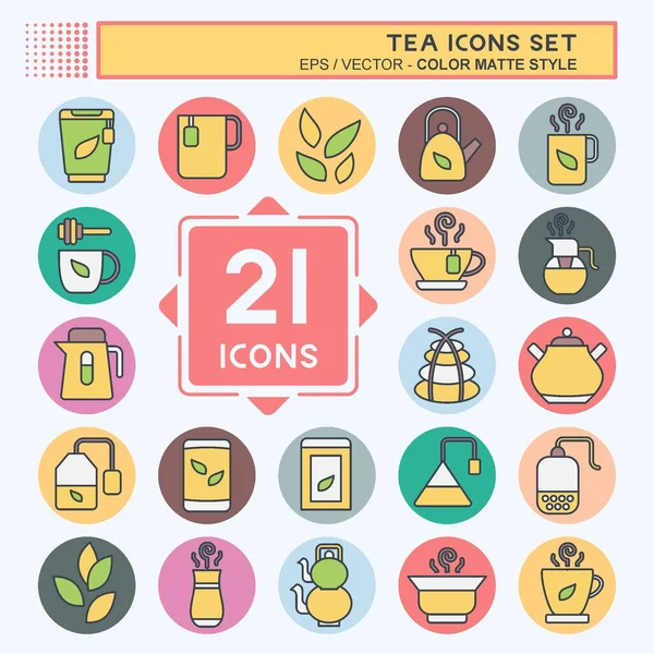 Icon Set Tea. İçecek sembolü ile ilgili. renk arkadaşı stili. Basit dizayn edilebilir. Basit bir çizim. yeşil çay