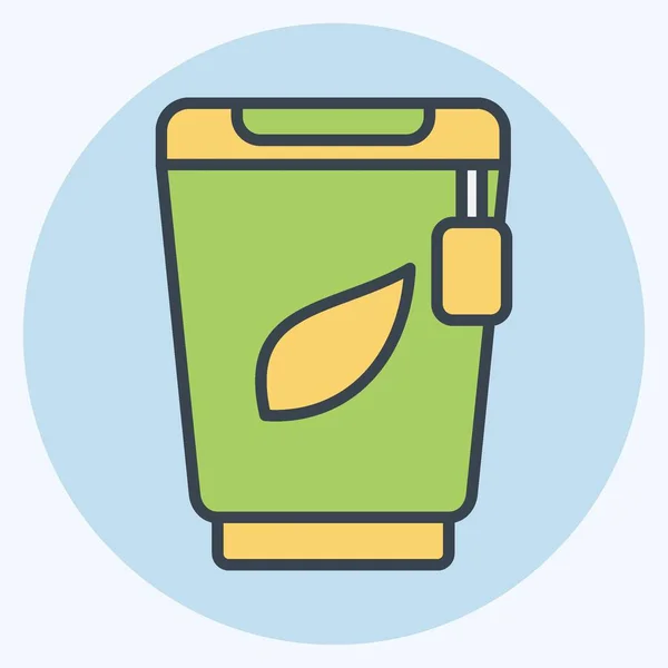 Ikona Papercup Związane Symbolem Herbaty Styl Kolorystyczny Prosty Projekt Można — Wektor stockowy